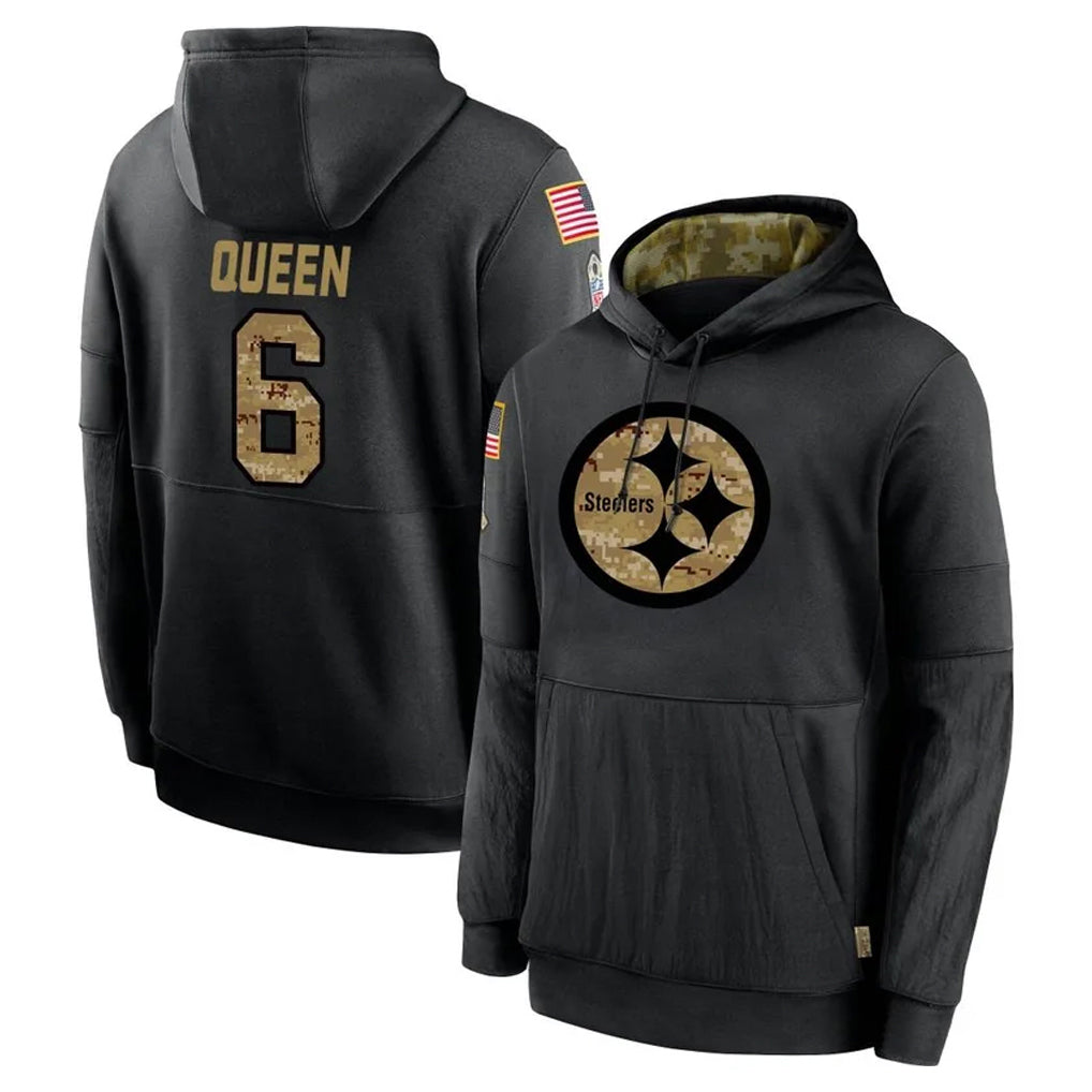 Parkc P.Steelers #6 Patrick Queen Player Black Salute to Service Hoodies Limited Game Stitched Jerseys