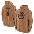 Parkc P.Steelers #6 Patrick Queen Player Brown Limited Salute to Service Pullover Hoodies Game Stitched Jerseys