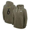 Parkc P.Steelers #6 Patrick Queen Player Olive Salute to Service Pullover Hoodies Limited Stitched Jerseys