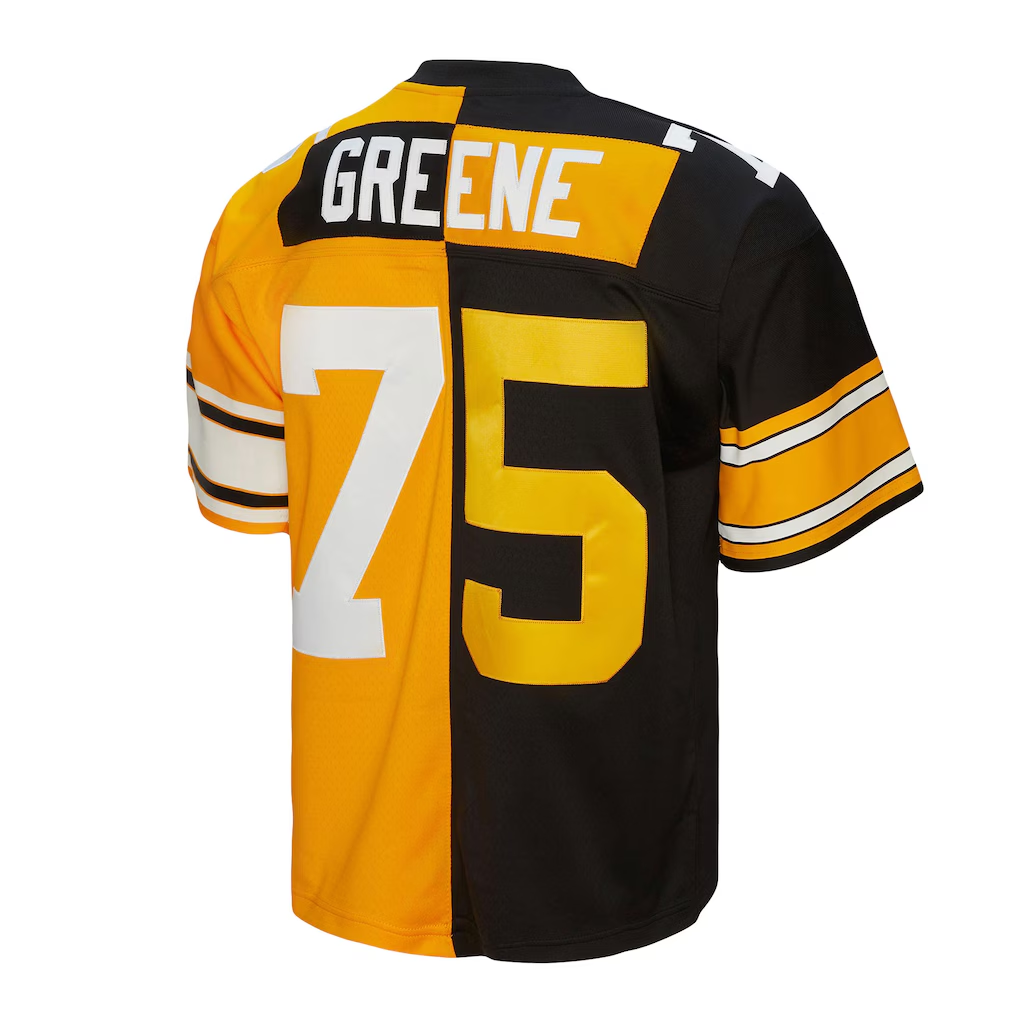 Parkc P.Steelers #75 Joe Greene Mitchell & Ness BlackGold 1976 Split Legacy Stitched Puhic Replica Jersey