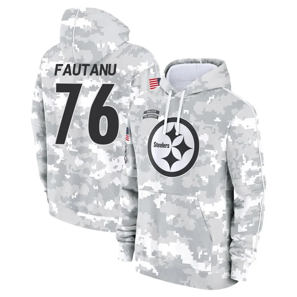 Parkc P.Steelers #76 Troy Fautanu Player Arctic Camo Limited Salute to Service Pullover Hoodies Game Stitched Jerseys