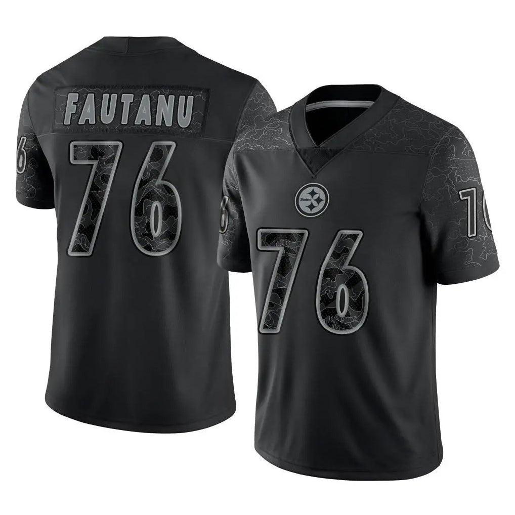 Parkc P.Steelers #76 Troy Fautanu Player Black Reflective Limited Home Game Stitched Jerseys