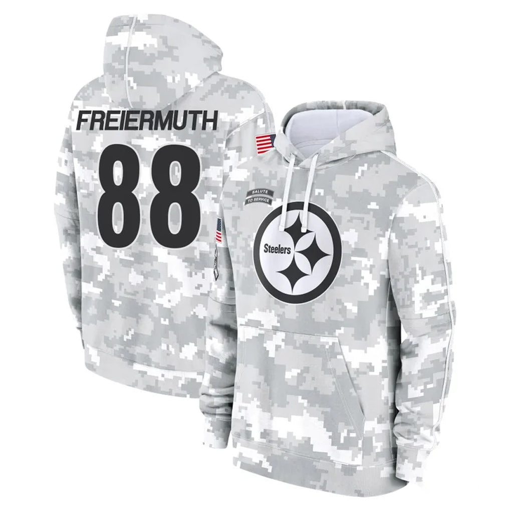 Parkc P.Steelers #88 Pat Freiermuth Player Arctic Camo Limited Salute to Service Pullover Hoodies Game Stitched Jerseys