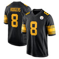 Parkc P.Steelers #8 Aaron Rodgers Player Black Color Rush Home Game Stitched Jerseys