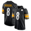 Parkc P.Steelers #8 Aaron Rodgers Player Black Home Game Stitched Jerseys