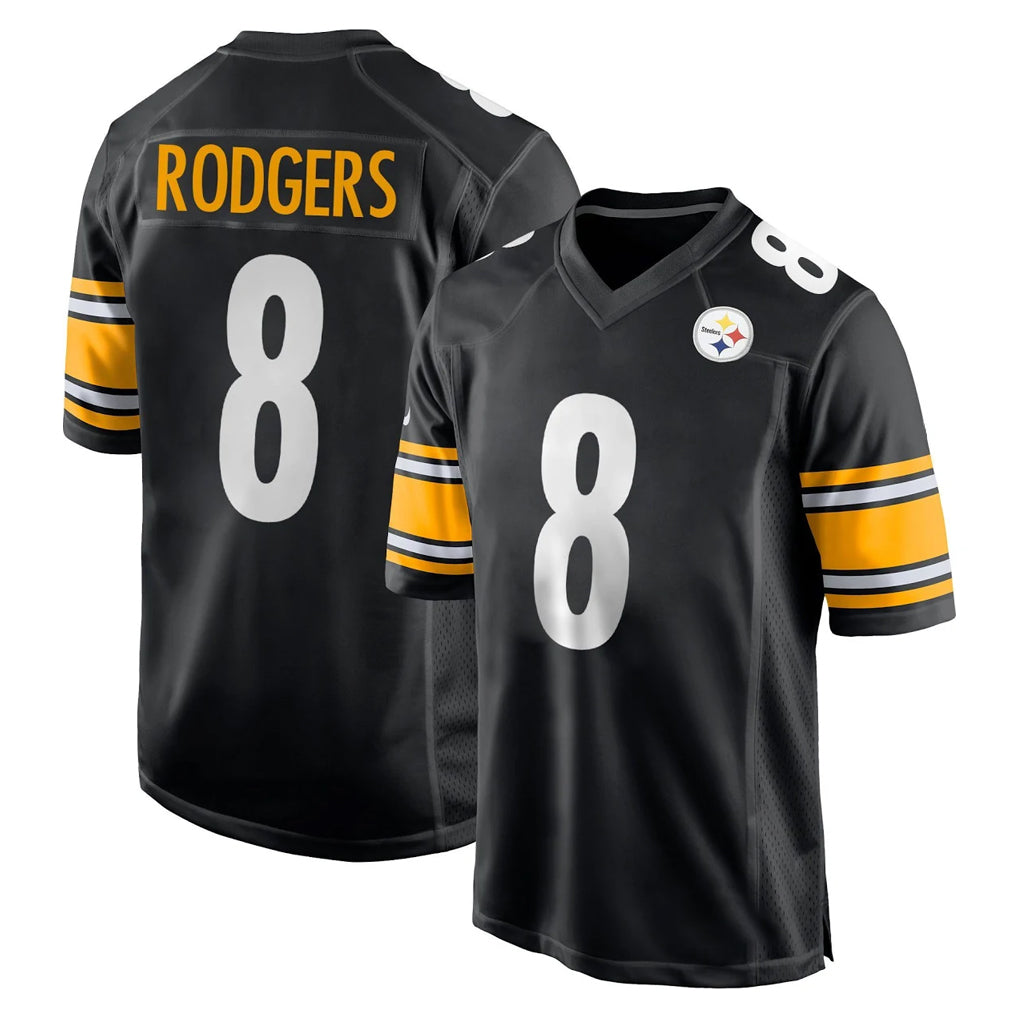 Parkc P.Steelers #8 Aaron Rodgers Player Black Home Game Stitched Jerseys