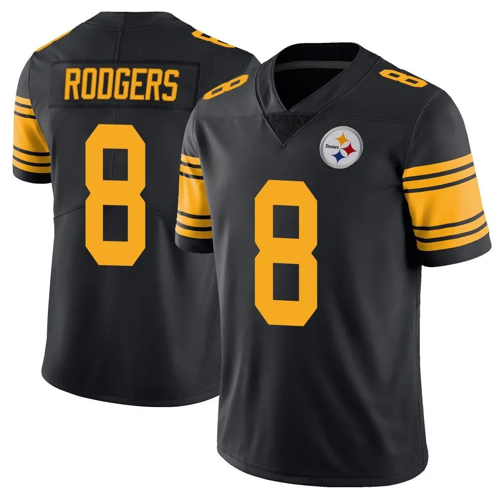 Parkc P.Steelers #8 Aaron Rodgers Player Black Limited Color Rush Home Game Stitched Jerseys