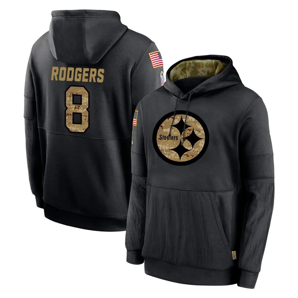 Parkc P.Steelers #8 Aaron Rodgers Player Black Salute to Service Hoodies Limited Game Stitched Jerseys
