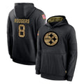 Parkc P.Steelers #8 Aaron Rodgers Player Black Salute to Service Hoodies Limited Game Stitched Jerseys