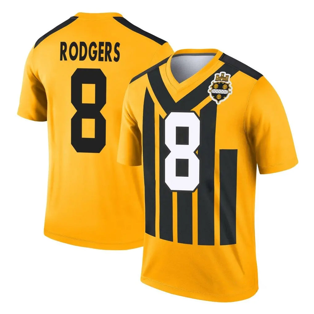 Parkc P.Steelers #8 Aaron Rodgers Player Gold Legend Limited 1933 Throwback Performance Home Game Stitched Jerseys