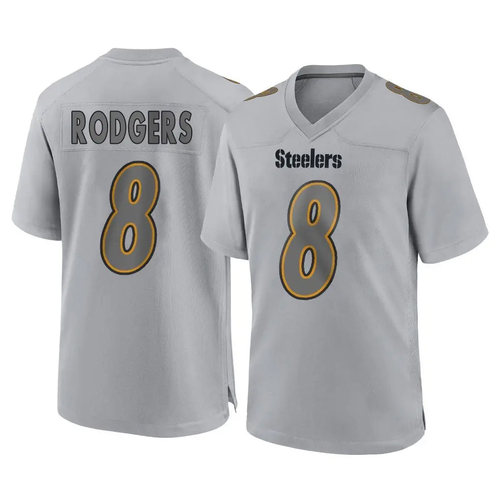 Parkc P.Steelers #8 Aaron Rodgers Player Gray Atmosphere Fashion Home Game Stitched Jerseys