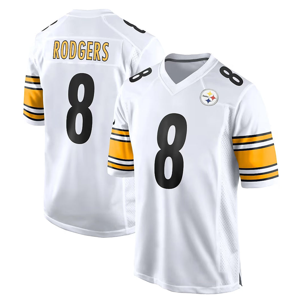 Parkc P.Steelers #8 Aaron Rodgers Player White Home Game Stitched Jerseys