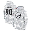 Parkc P.Steelers #90 T.J. Watt Player Arctic Camo Limited Salute to Service Pullover Hoodies Game Stitched Jerseys