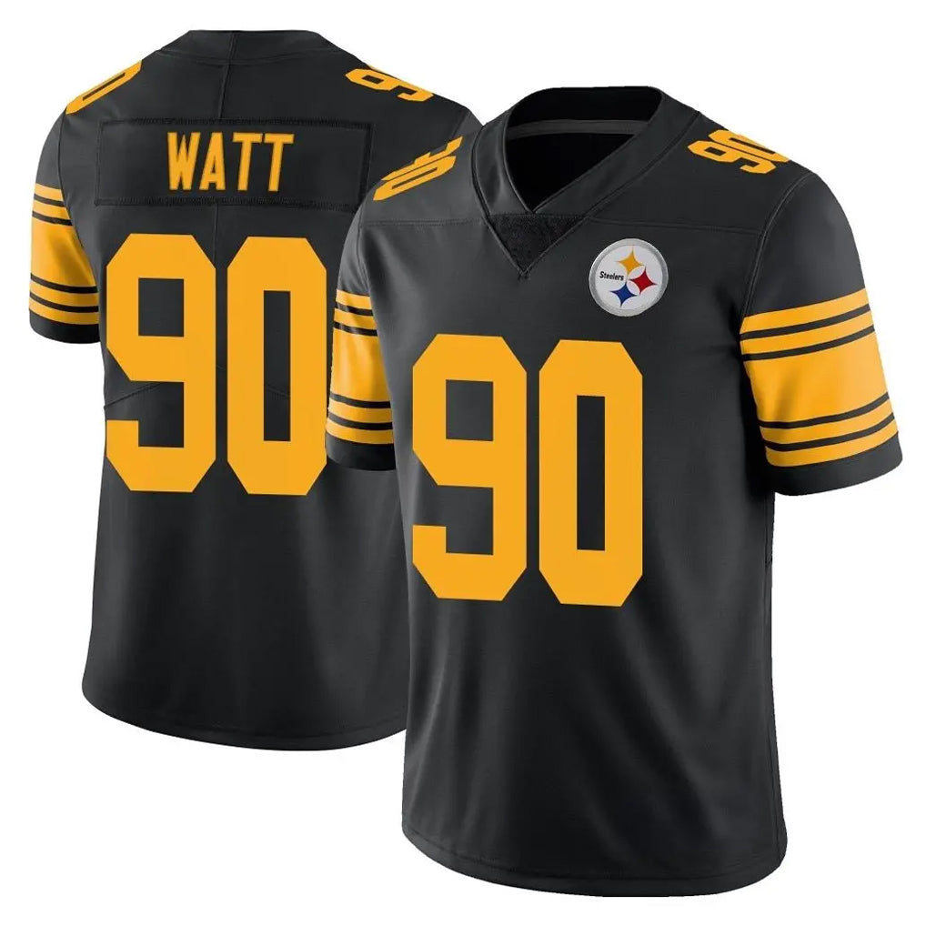 Parkc P.Steelers #90 T.J. Watt Player Black Limited Color Rush Home Game Stitched Jerseys