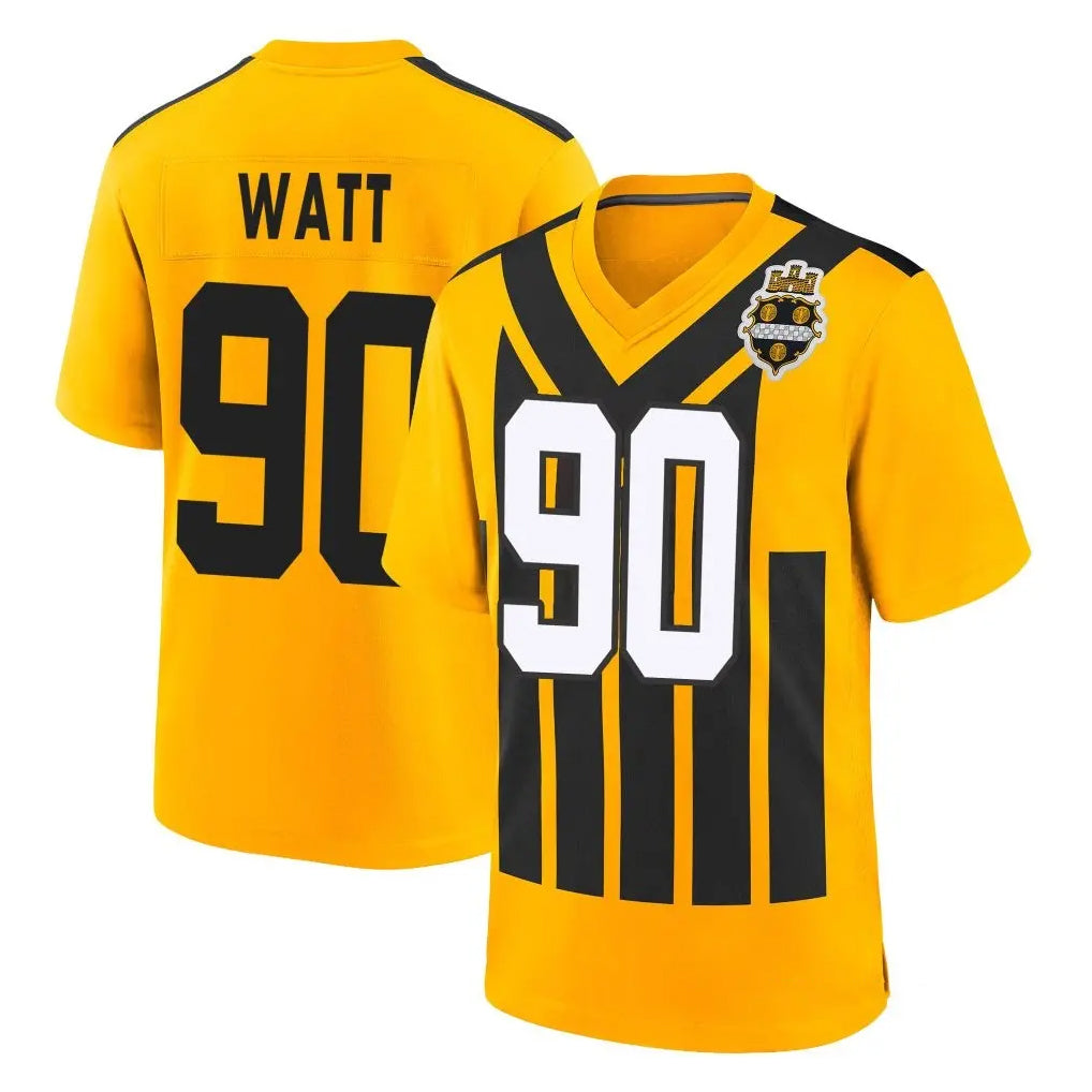 Parkc P.Steelers #90 T.J. Watt Player Gold Limited 1933 Throwback Home Game Stitched Jerseys