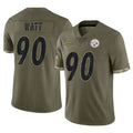 Parkc P.Steelers #90 T.J. Watt Player Olive Limited Salute To Service Home Game Stitched Jerseys
