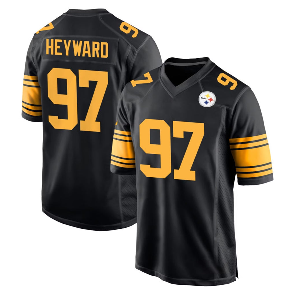 Parkc P.Steelers #97 Cameron Heyward Player Black Color Rush Home Game Stitched Jerseys