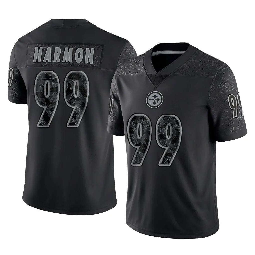 Parkc P.Steelers #99 Derrick Harmon Player Black Reflective Limited Home Game Stitched Jerseys