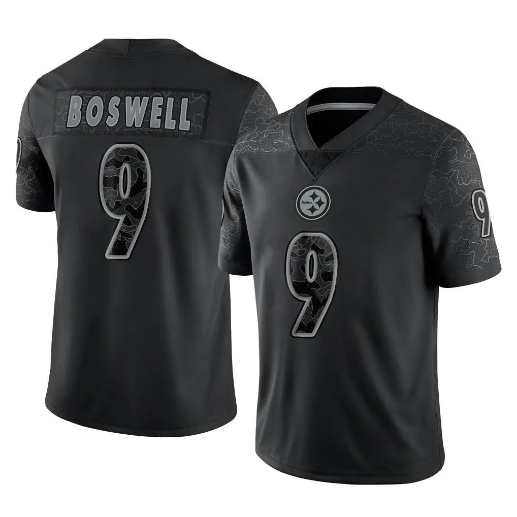 Parkc P.Steelers #9 Chris Boswell Player Black Reflective Limited Home Game Stitched Jerseys