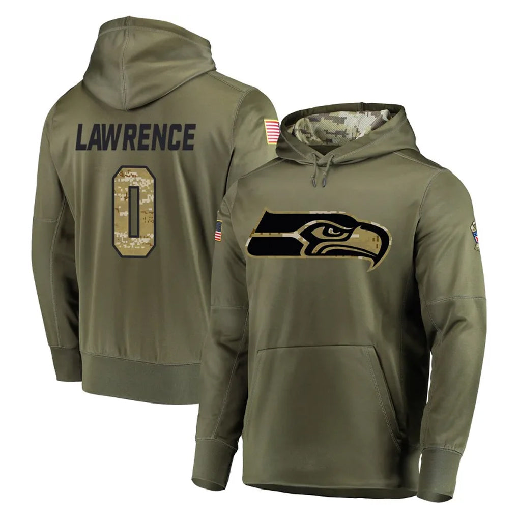 Parkc S.Seahawks #0 DeMarcus Lawrence Player Olive Salute to Service Pullover Hoodie Home Game Stitched Jerseys