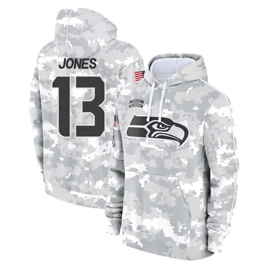 Parkc S.Seahawks #13 Ernest Jones IV Player Arctic Camo Limited Salute to Service Pullover Hoodies Game Stitched Jerseys