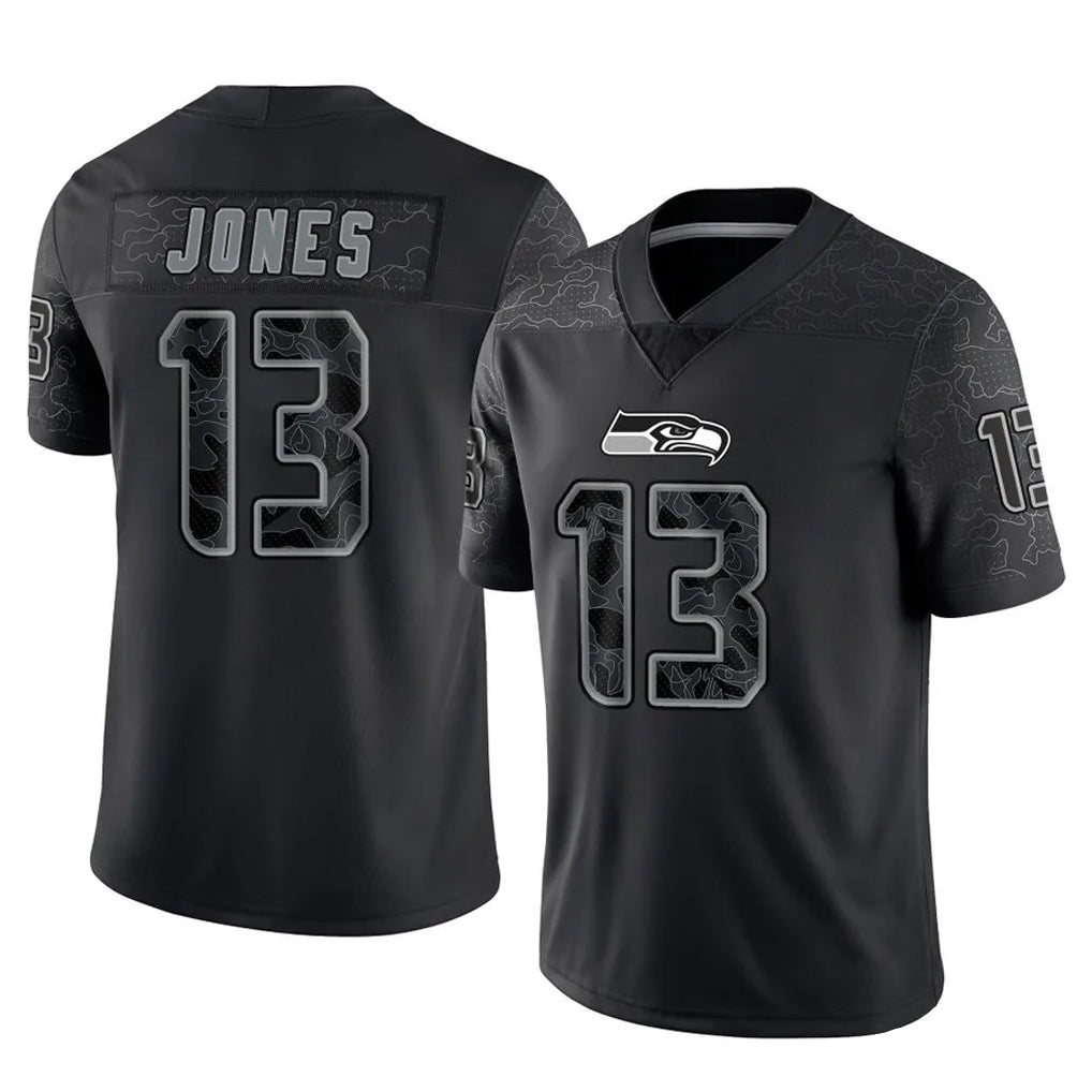 Parkc S.Seahawks #13 Ernest Jones IV Player Black Limited Reflective Home Game Stitched Jerseys