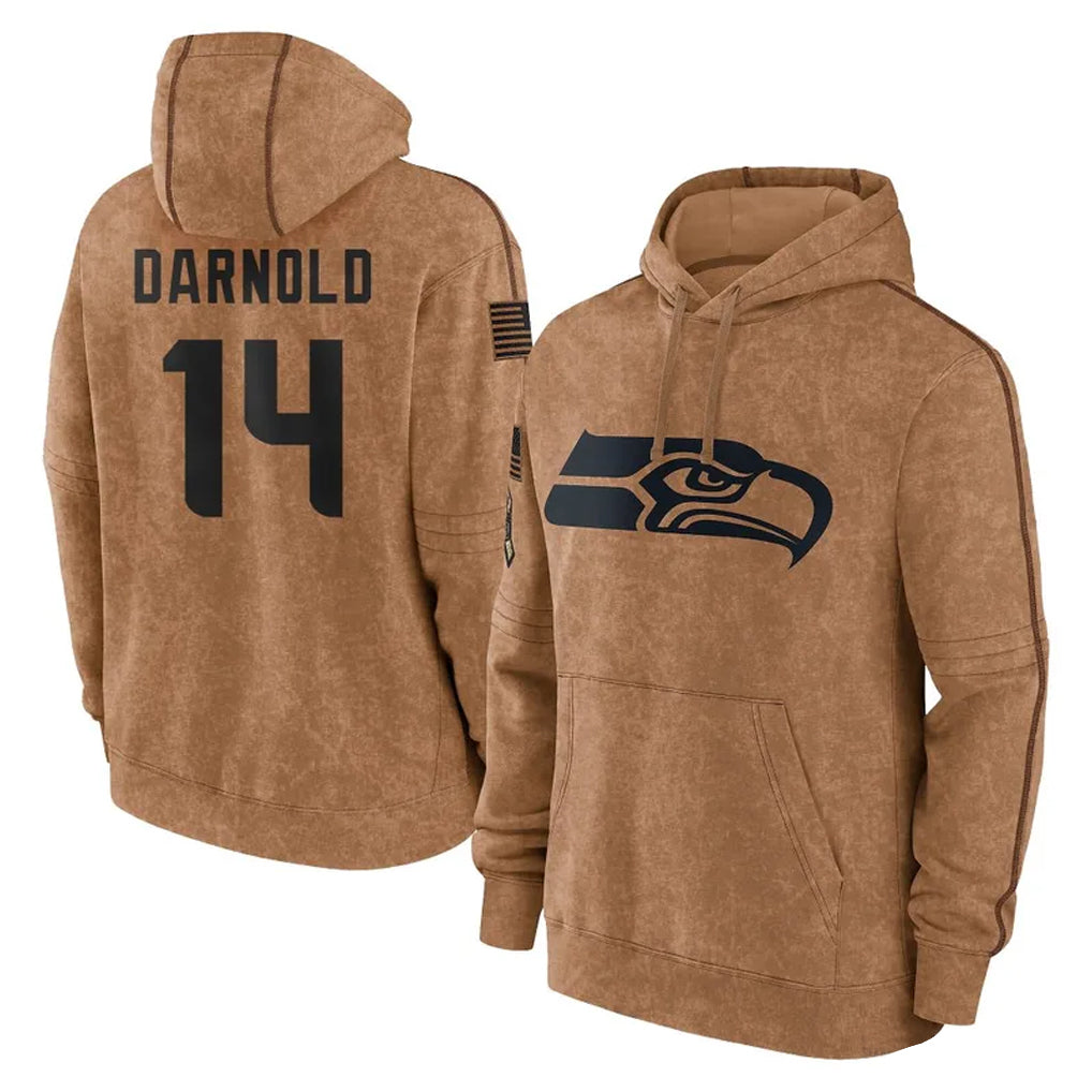 Parkc S.Seahawks #14 Sam Darnold Player Brown Limited Salute to Service Pullover Hoodies Game Stitched Jerseys
