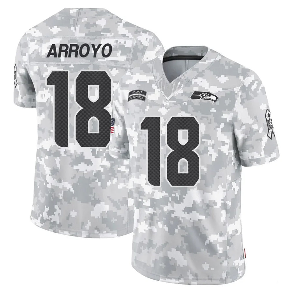 Parkc S.Seahawks #18 Elijah Arroyo Player Arctic Camo Limited Salute To Service Home Game Stitched Jerseys