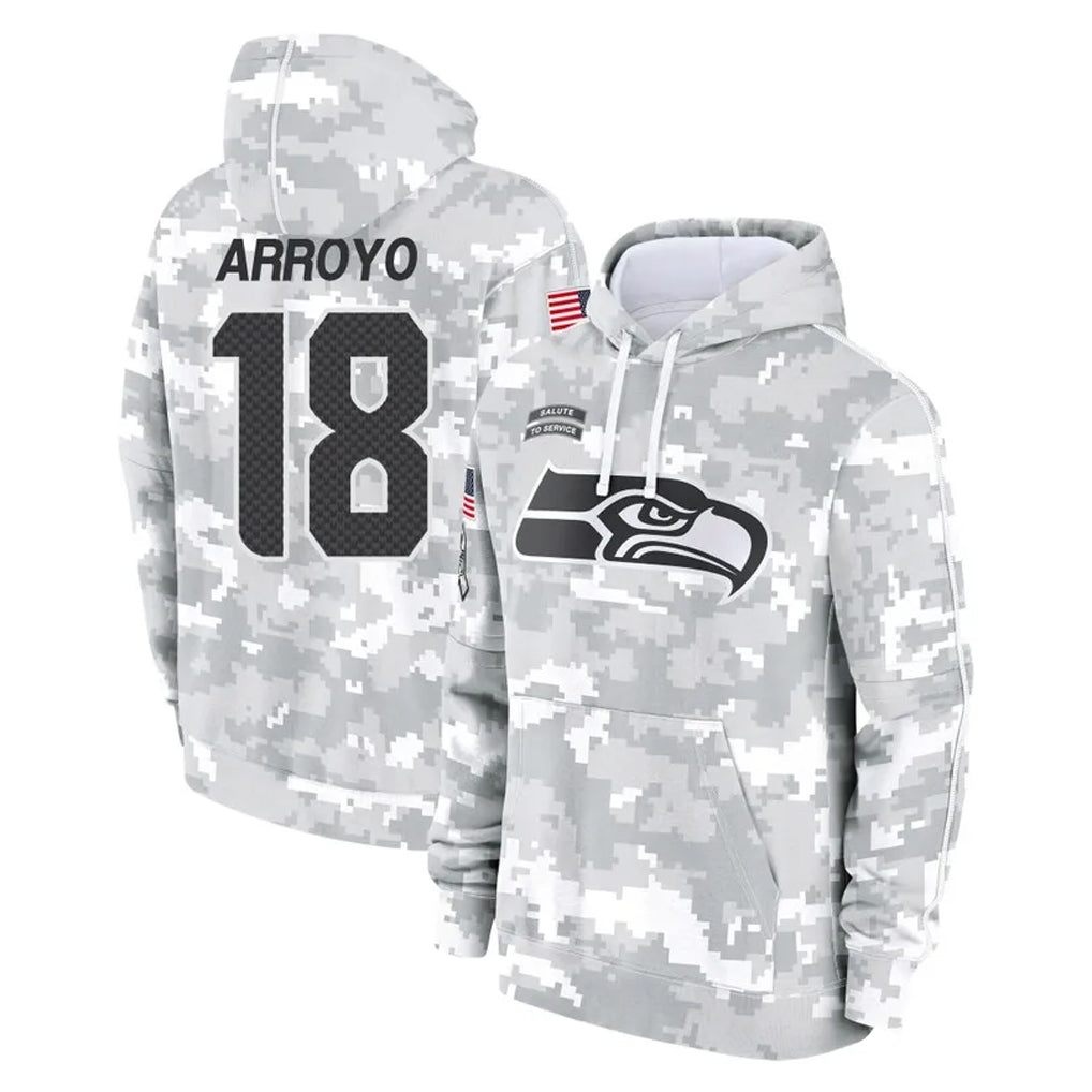 Parkc S.Seahawks #18 Elijah Arroyo Player Arctic Camo Limited Salute to Service Pullover Hoodies Game Stitched Jerseys
