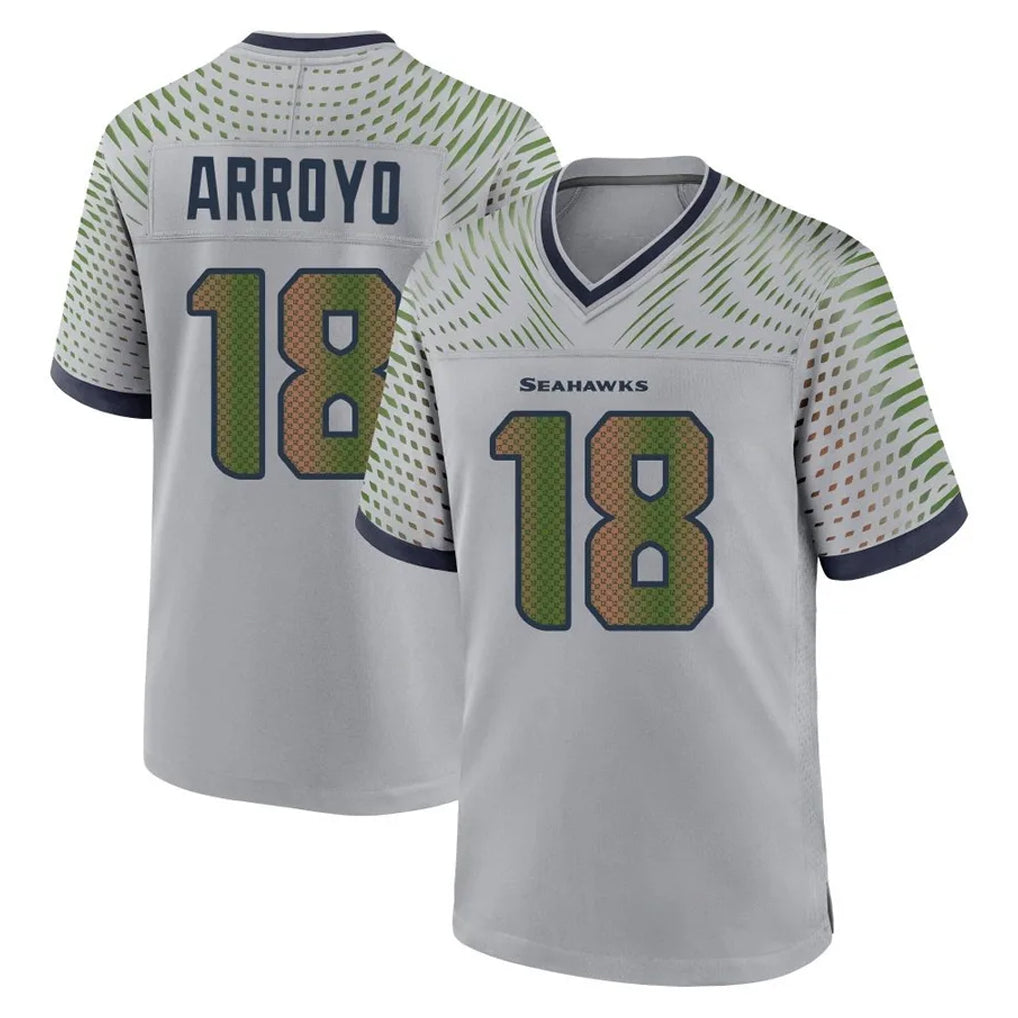 Parkc S.Seahawks #18 Elijah Arroyo Player Grey 2025 Rivalries Collection Home Game Stitched Jerseys