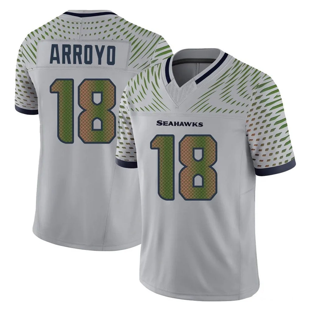 Parkc S.Seahawks #18 Elijah Arroyo Player Grey Limited 2025 Rivalries Collection Home Game Stitched Jerseys