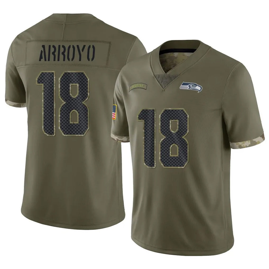 Parkc S.Seahawks #18 Elijah Arroyo Player Olive Limited Salute To Service Home Game Stitched Jerseys