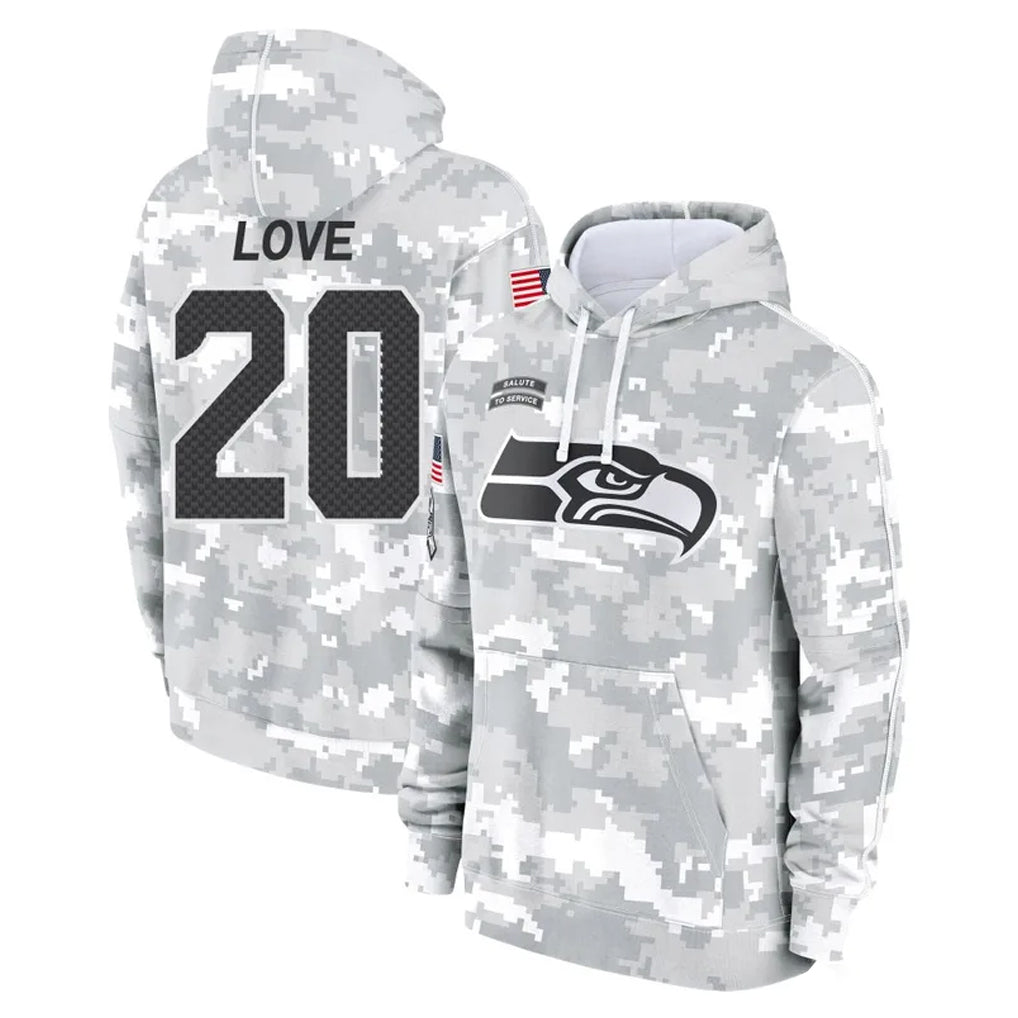 Parkc S.Seahawks #20 Julian Love Player Arctic Camo Limited Salute to Service Pullover Hoodies Game Stitched Jerseys