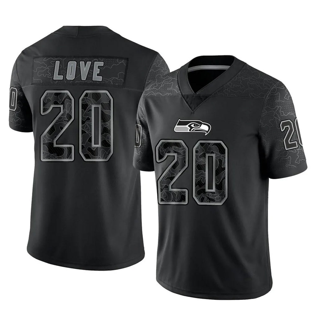 Parkc S.Seahawks #20 Julian Love Player Black Limited Reflective Home Game Stitched Jerseys