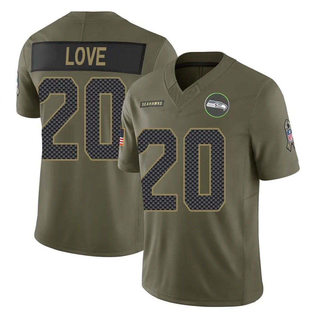 Parkc S.Seahawks #20 Julian Love Player Olive 2025 Salute To Service Limited Home Game Stitched Jerseys