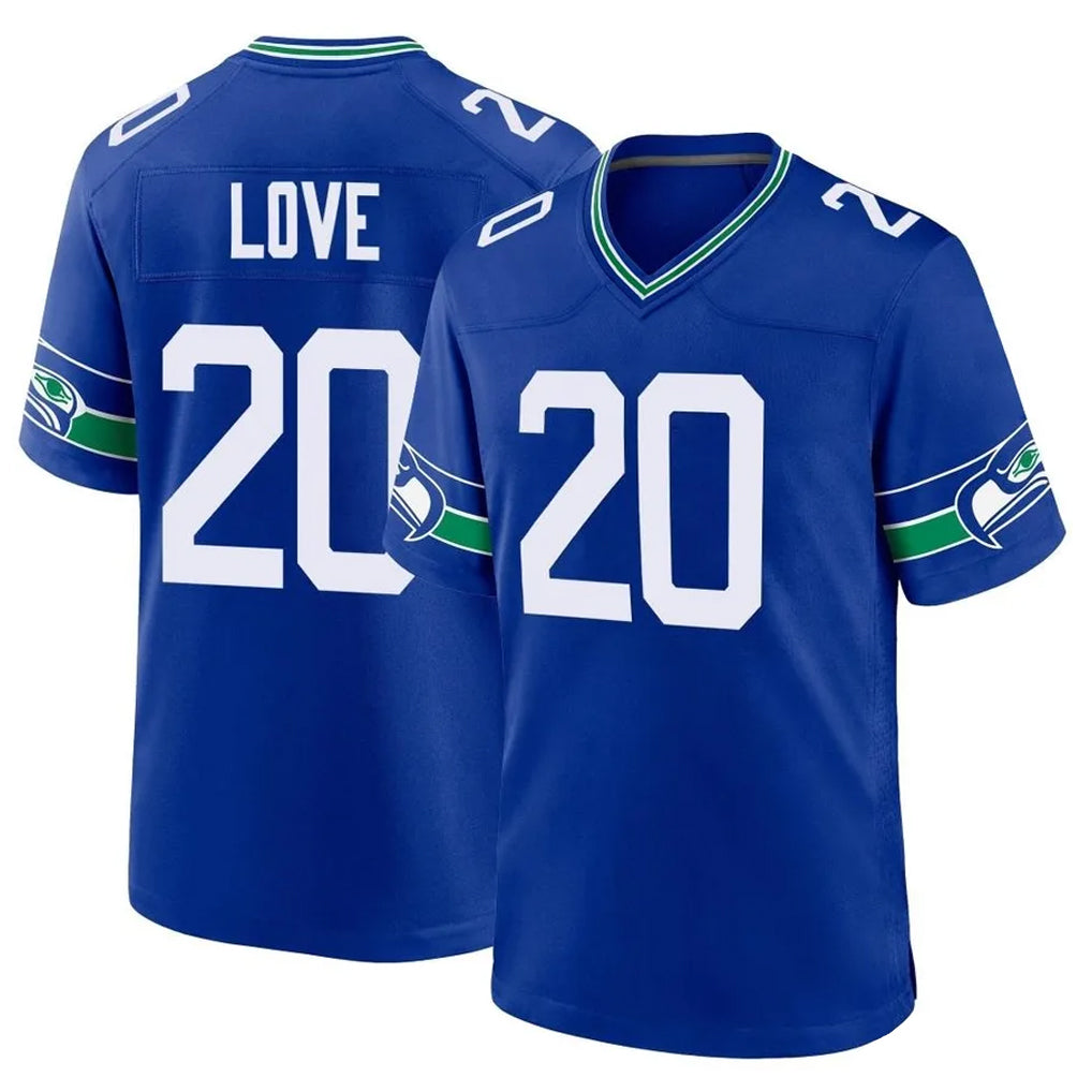 Parkc S.Seahawks #20 Julian Love Player Royal Throwback Home Game Stitched Jerseys