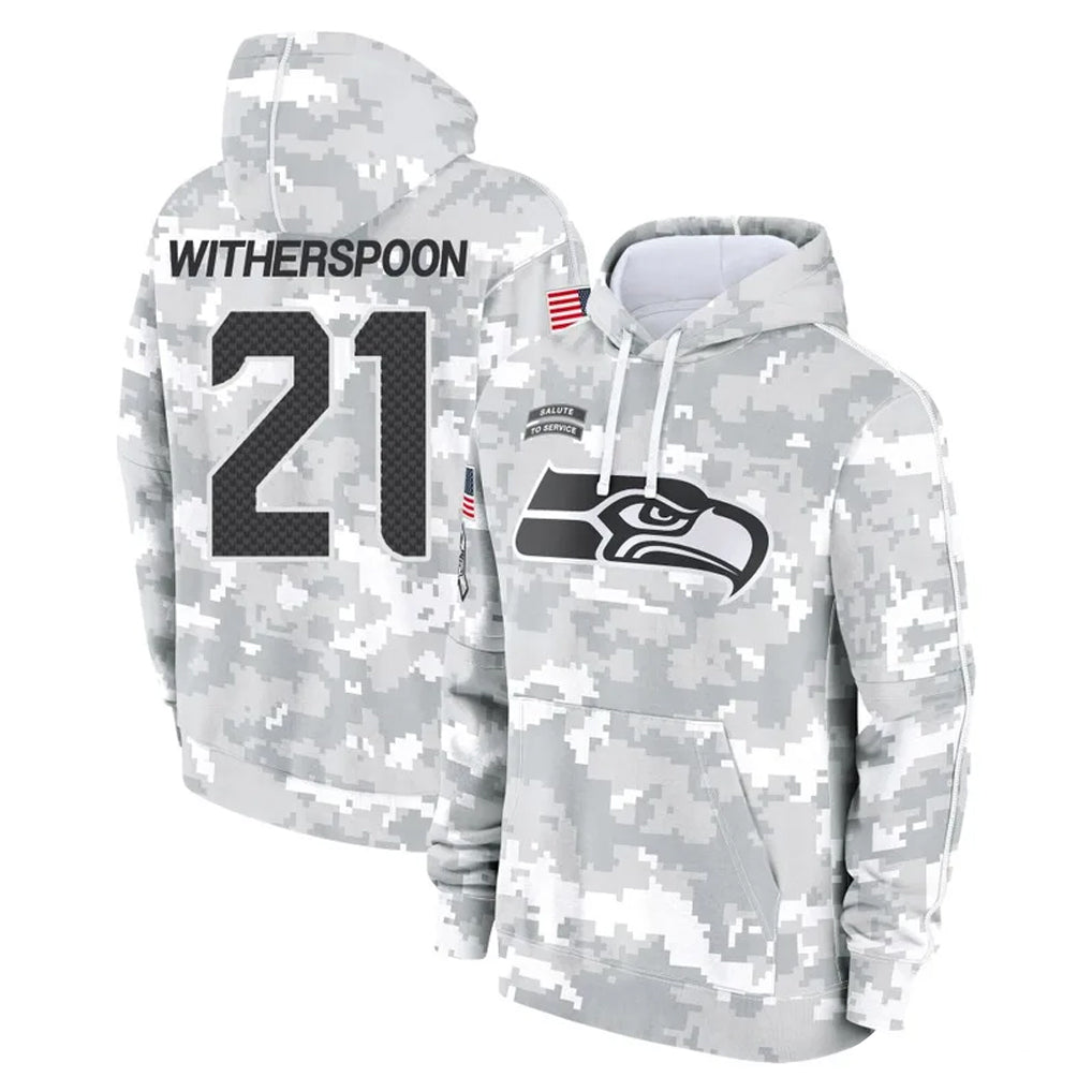 Parkc S.Seahawks #21 Devon Witherspoon Player Arctic Camo Limited Salute to Service Pullover Hoodies Game Stitched Jerseys