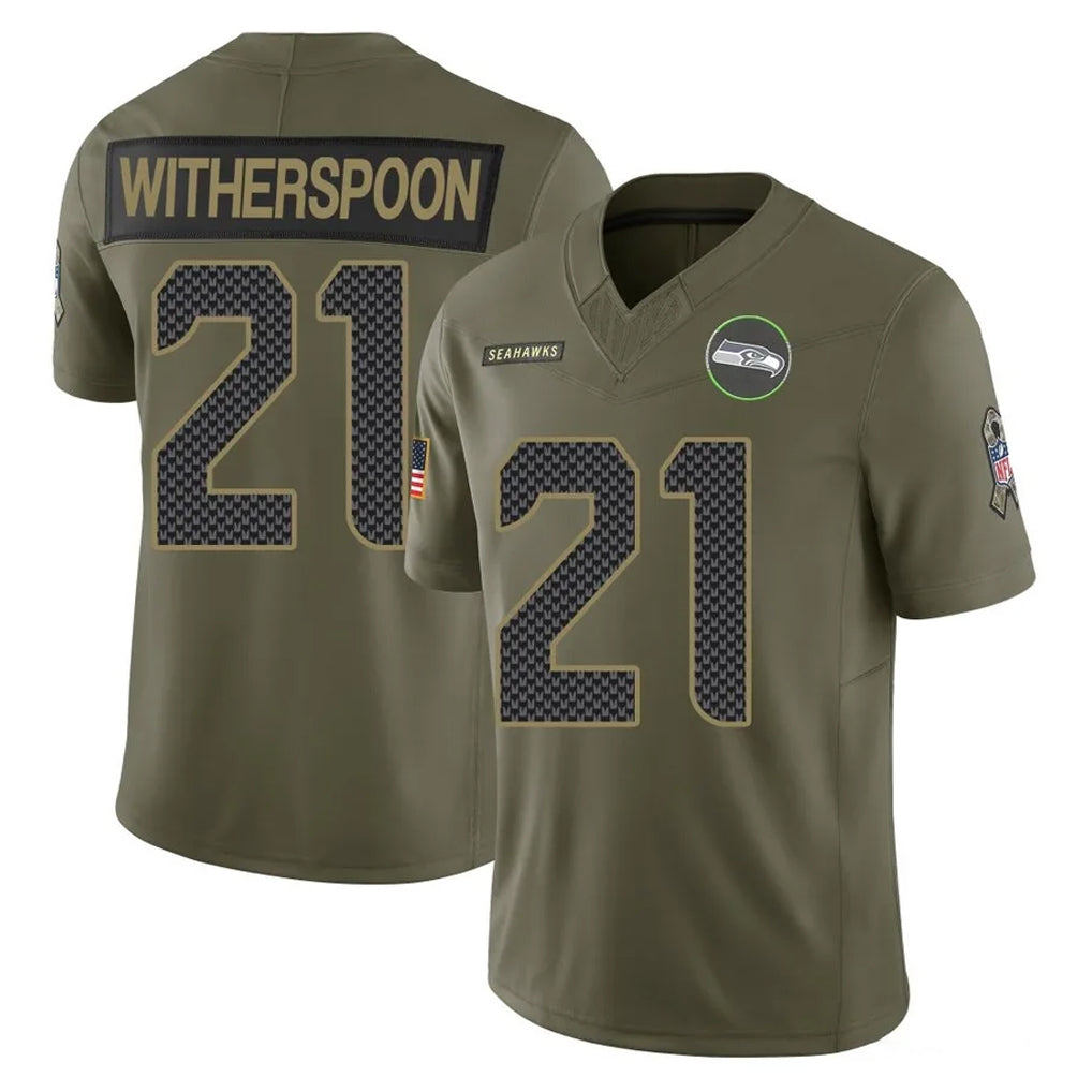 Parkc S.Seahawks #21 Devon Witherspoon Player Olive 2025 Salute To Service Limited Home Game Stitched Jerseys