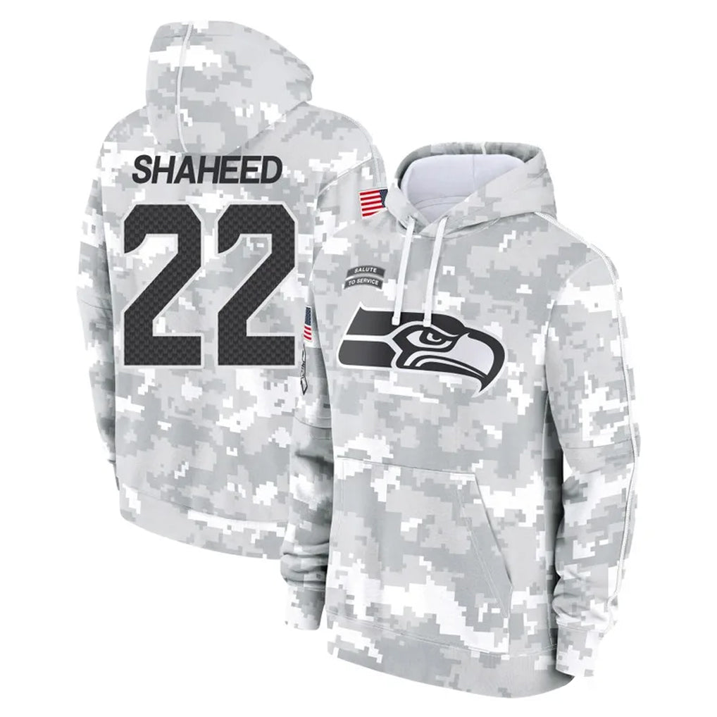 Parkc S.Seahawks #22 Rashid Shaheed Player Arctic Camo Limited Salute to Service Pullover Hoodies Game Stitched Jerseys