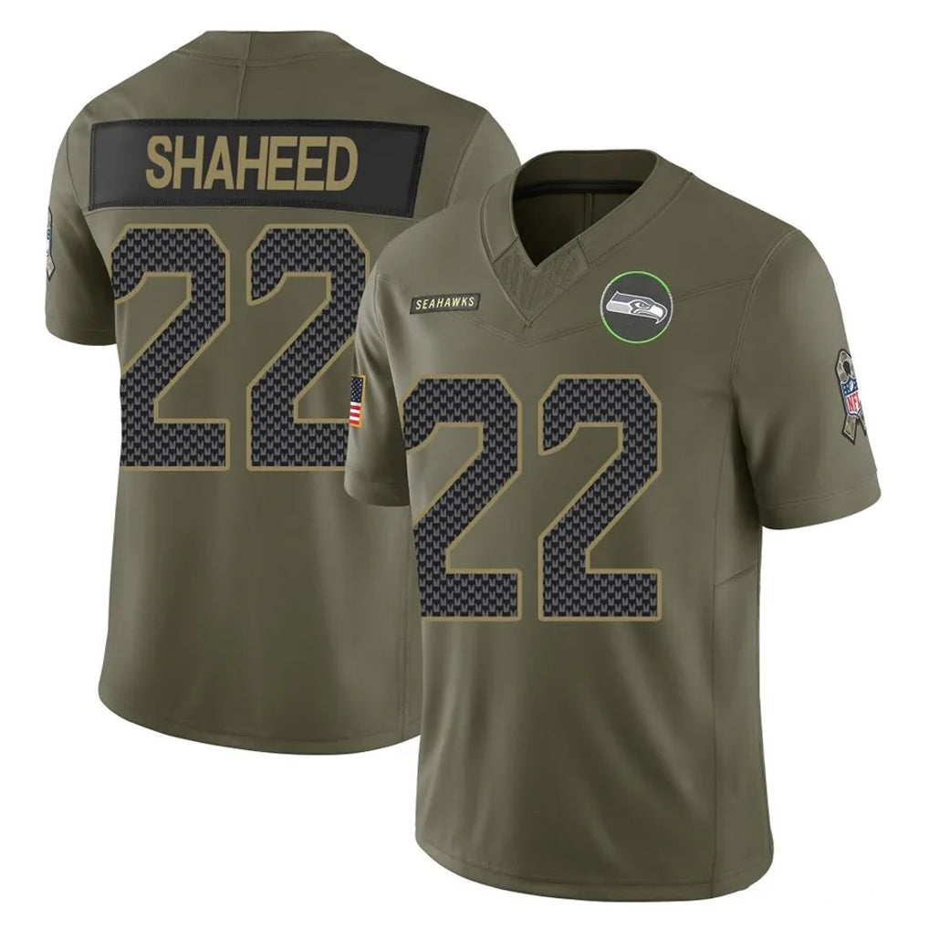 Parkc S.Seahawks #22 Rashid Shaheed Player Olive 2025 Salute To Service Limited Home Game Stitched Jerseys
