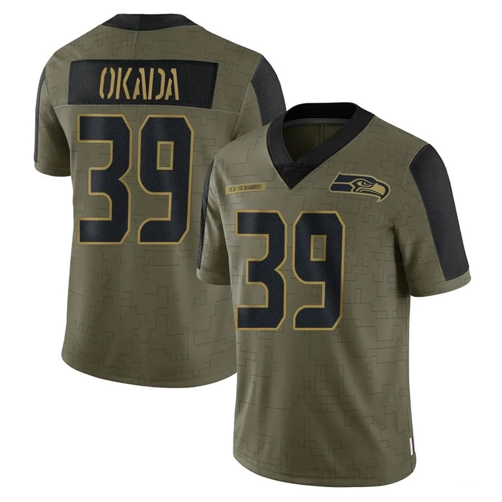 Parkc S.Seahawks #39 Ty Okada Player Olive Salute To Service Limited Game Stitched Jerseys