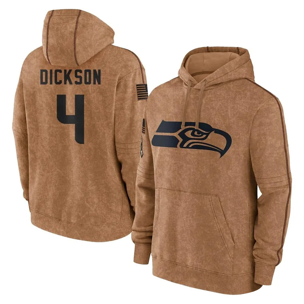 Parkc S.Seahawks #4 Michael Dickson Player Brown Limited Salute to Service Pullover Hoodies Game Stitched Jerseys