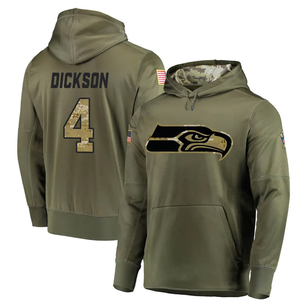 Parkc S.Seahawks #4 Michael Dickson Player Olive Salute to Service Pullover Hoodie Home Game Stitched Jerseys