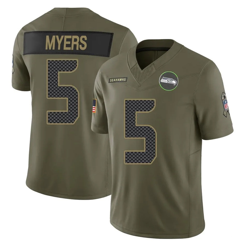 Parkc S.Seahawks #5 Jason Myers Player Olive 2025 Salute To Service Limited Home Game Stitched Jerseys