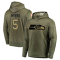 Parkc S.Seahawks #5 Jason Myers Player Olive Salute to Service Pullover Hoodie Home Game Stitched Jerseys