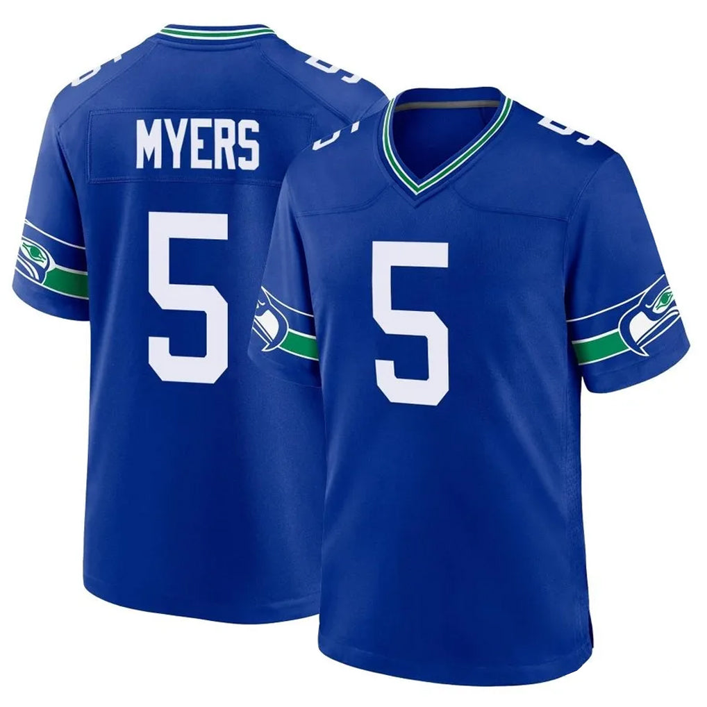 Parkc S.Seahawks #5 Jason Myers Player Royal Throwback Home Game Stitched Jerseys