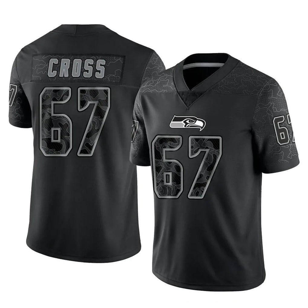 Parkc S.Seahawks #67 Charles Cross Player Black Limited Reflective Home Game Stitched Jerseys