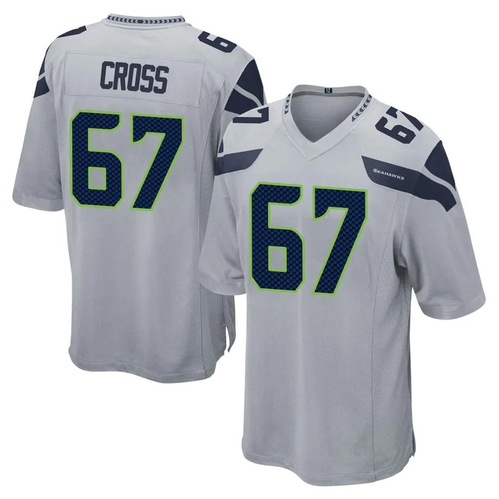 Parkc S.Seahawks #67 Charles Cross Player Gray Home Game Stitched Jerseys