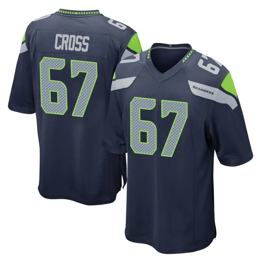 Parkc S.Seahawks #67 Charles Cross Player Navy Home Game Stitched Jerseys