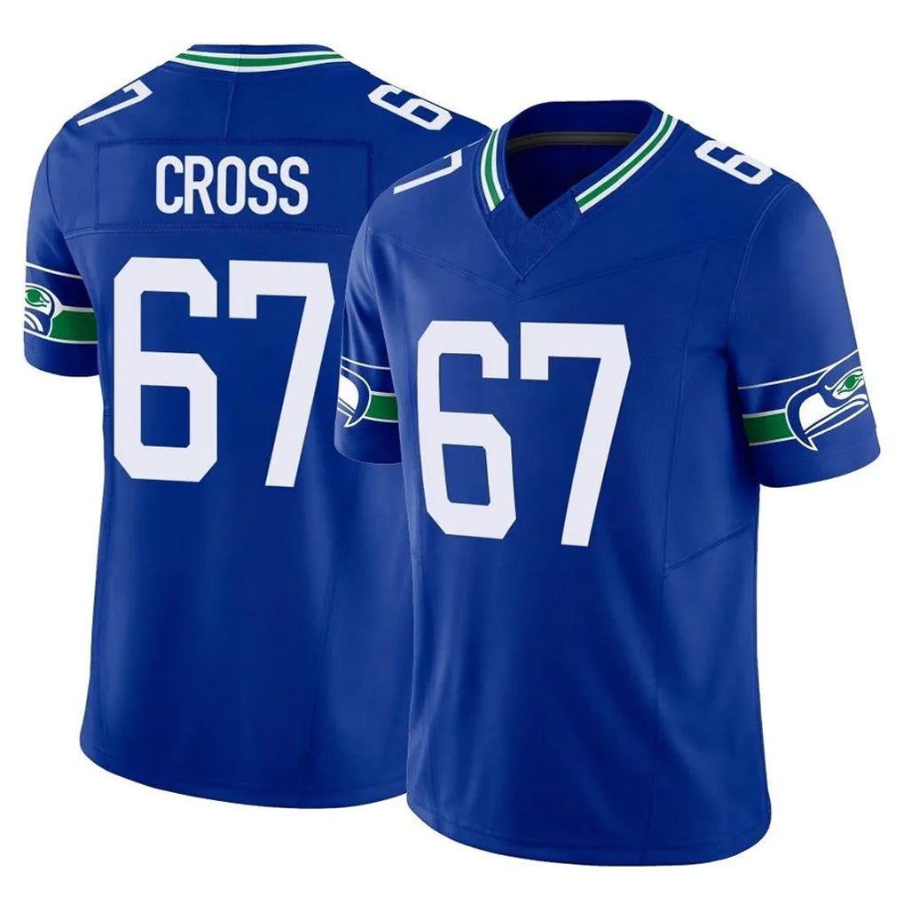 Parkc S.Seahawks #67 Charles Cross Player Royal Limited Throwback Vapor F.U.S.E. Home Game Stitched Jerseys